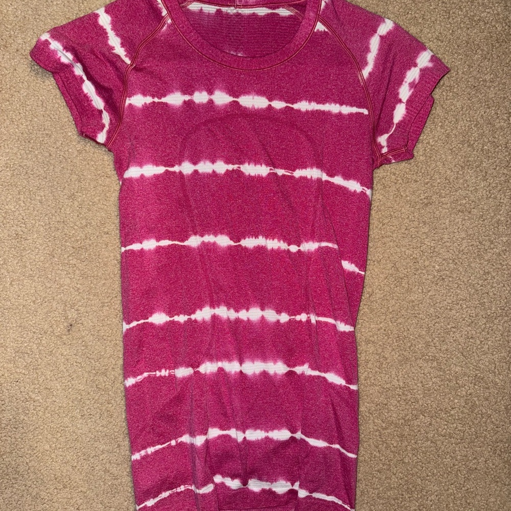 Lulu lemon Pink and White Tie-Dye T-Shirt